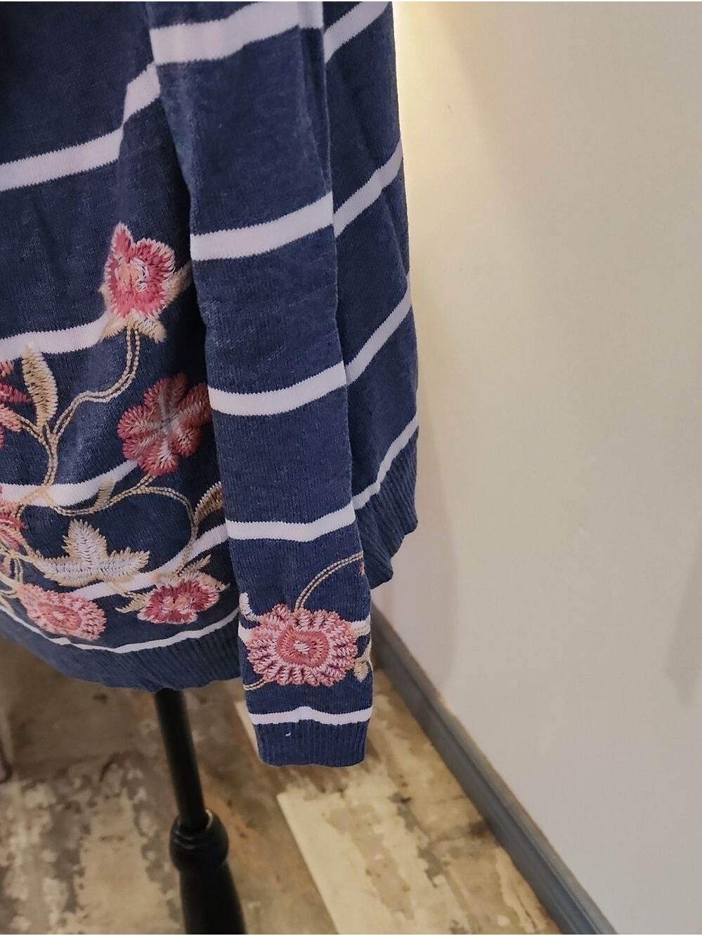J. Jill Blue and White Striped Hooded Knit Top size M - Picture 3 of 8